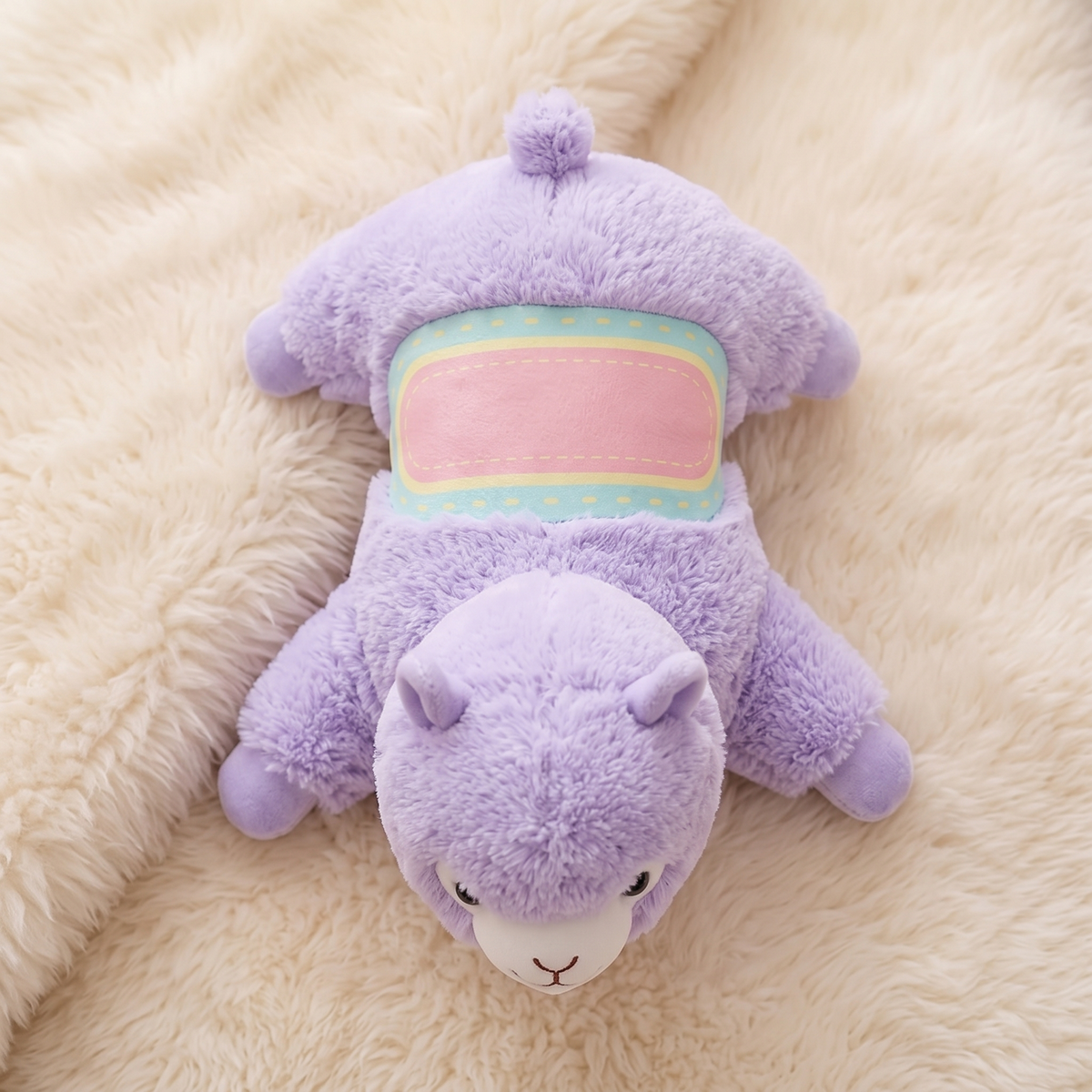 Peluche Lama Rose Arc-en-Ciel 35cm