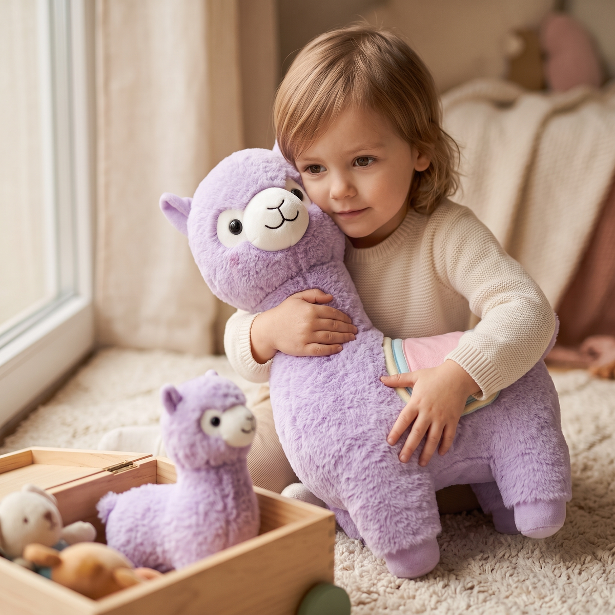 Peluche Lama Rose Arc-en-Ciel 35cm