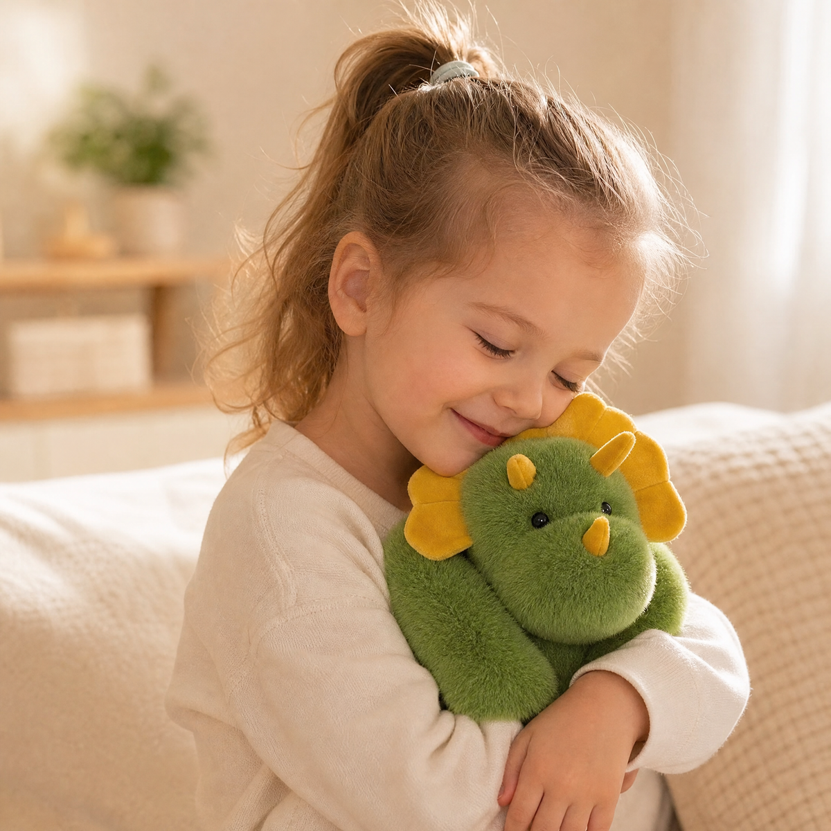 Peluche Lestée Dinosaure Tricératops Vert