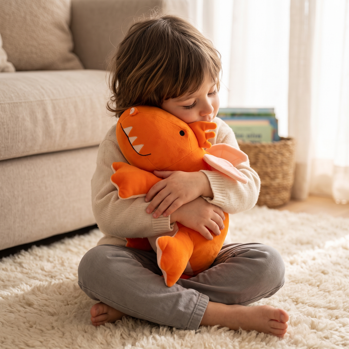 Beschwertes Plüschtier Drache Orange