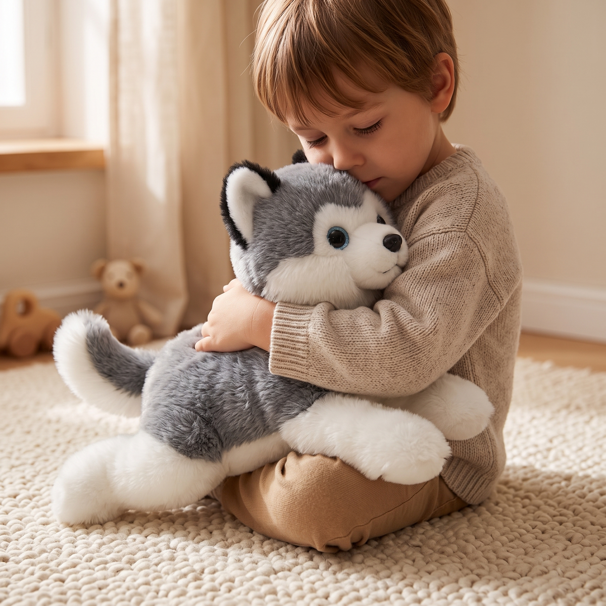Beschwertes Plüschtier Husky Grau-Weiß