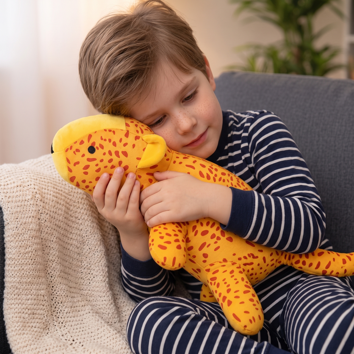 Peluche Lestée Léopard Jaune