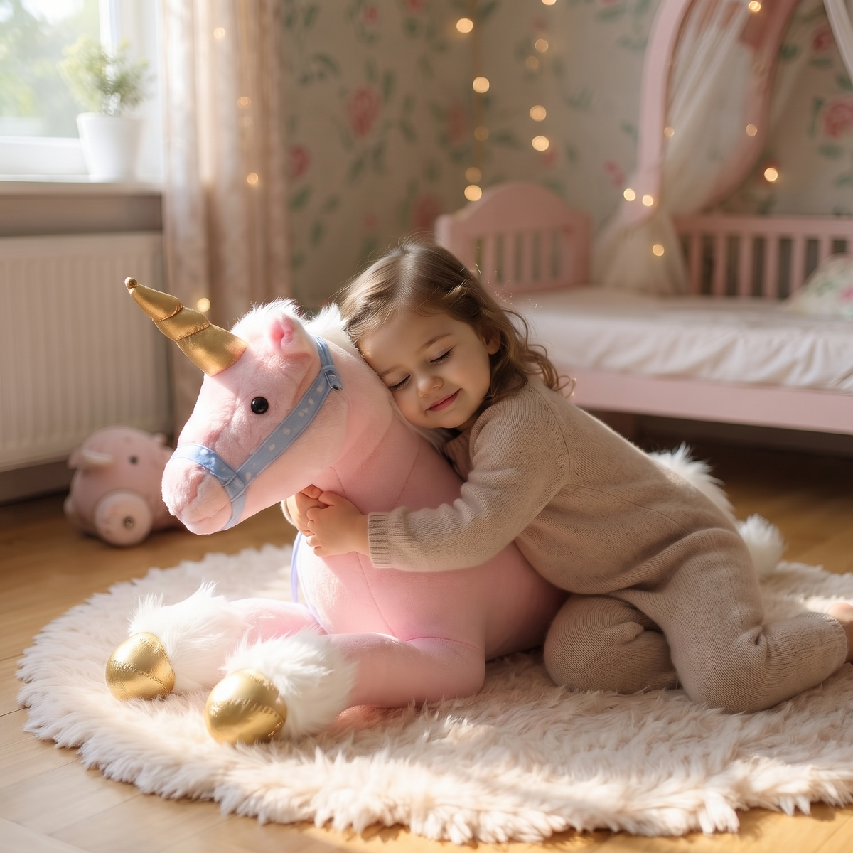 Peluche Licorne Géante Rose 100 cm