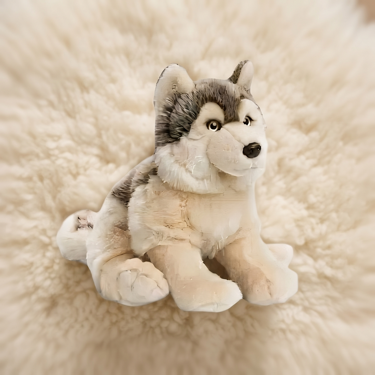 Realistisches Wolf-Plüschtier Grau 30 cm