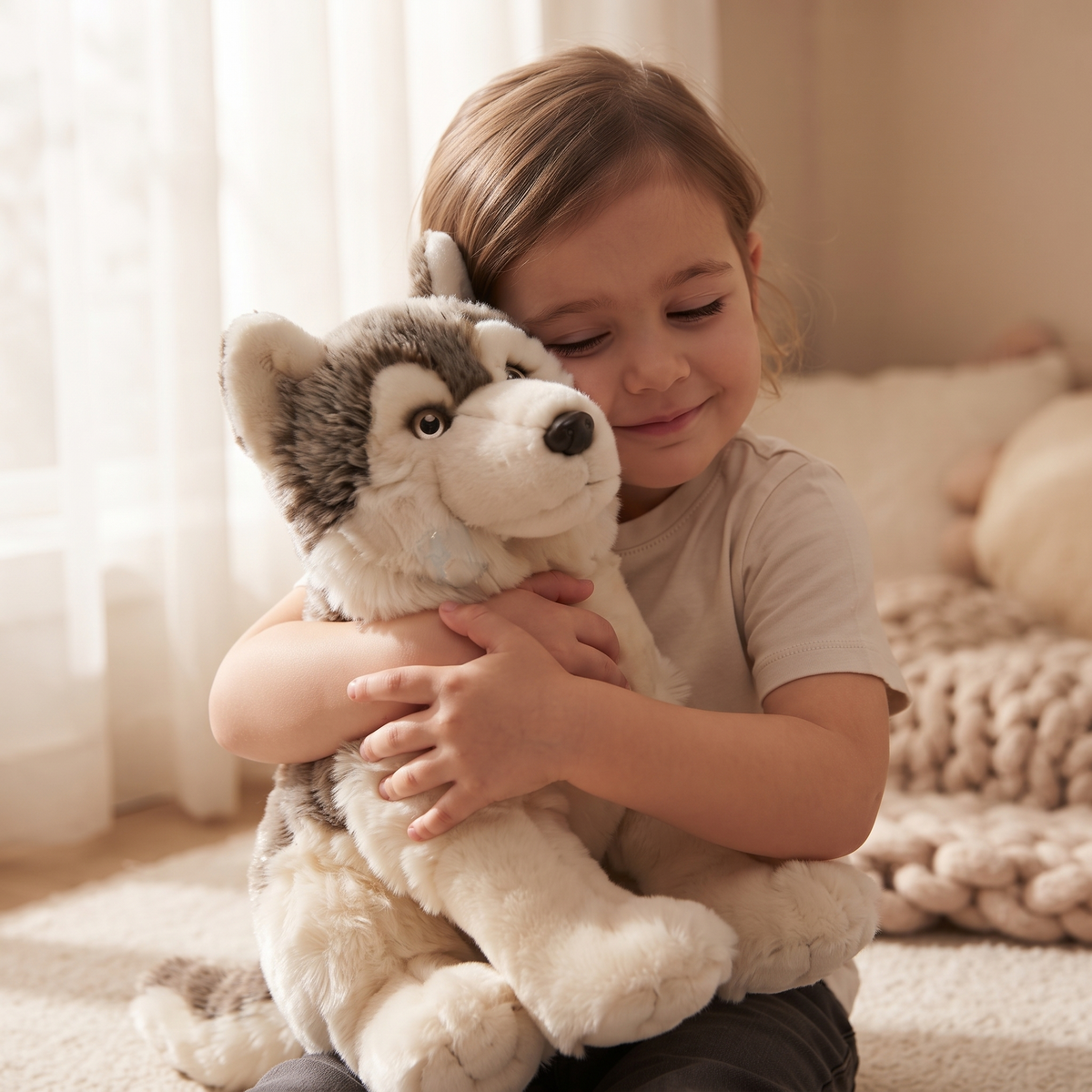 Realistisches Wolf-Plüschtier Grau 30 cm
