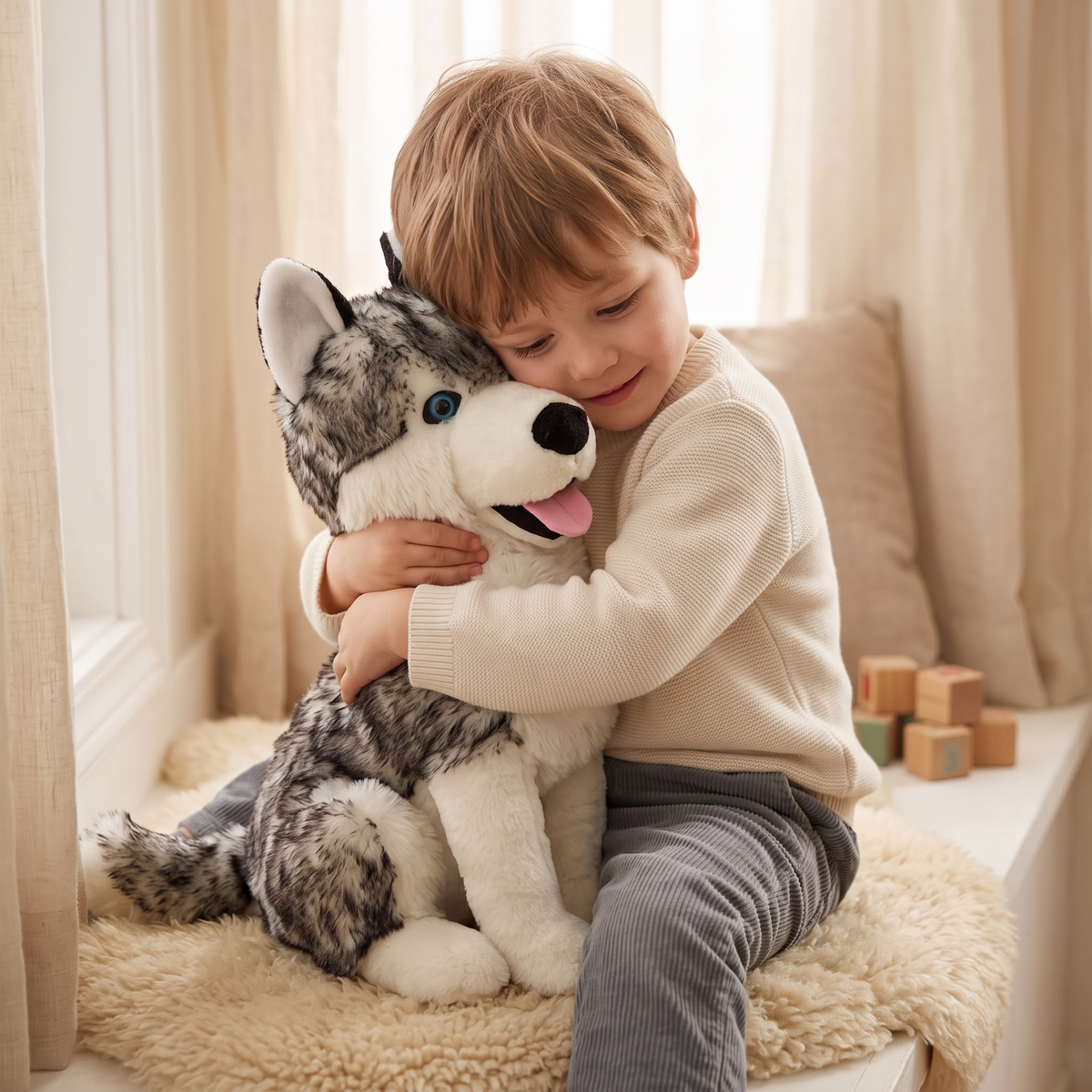 Plüschtier Husky-Wolf Grau 53 cm