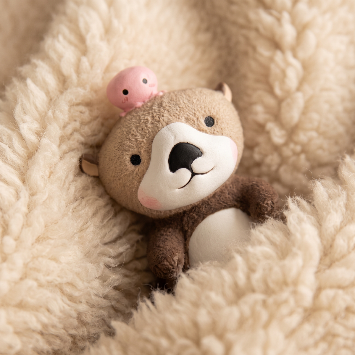 Peluche Loutre avec Poulpe Rose