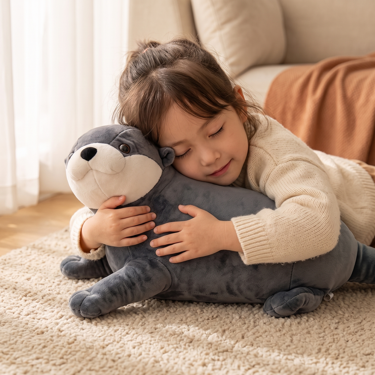 Peluche Loutre Bleue Douce et Câline