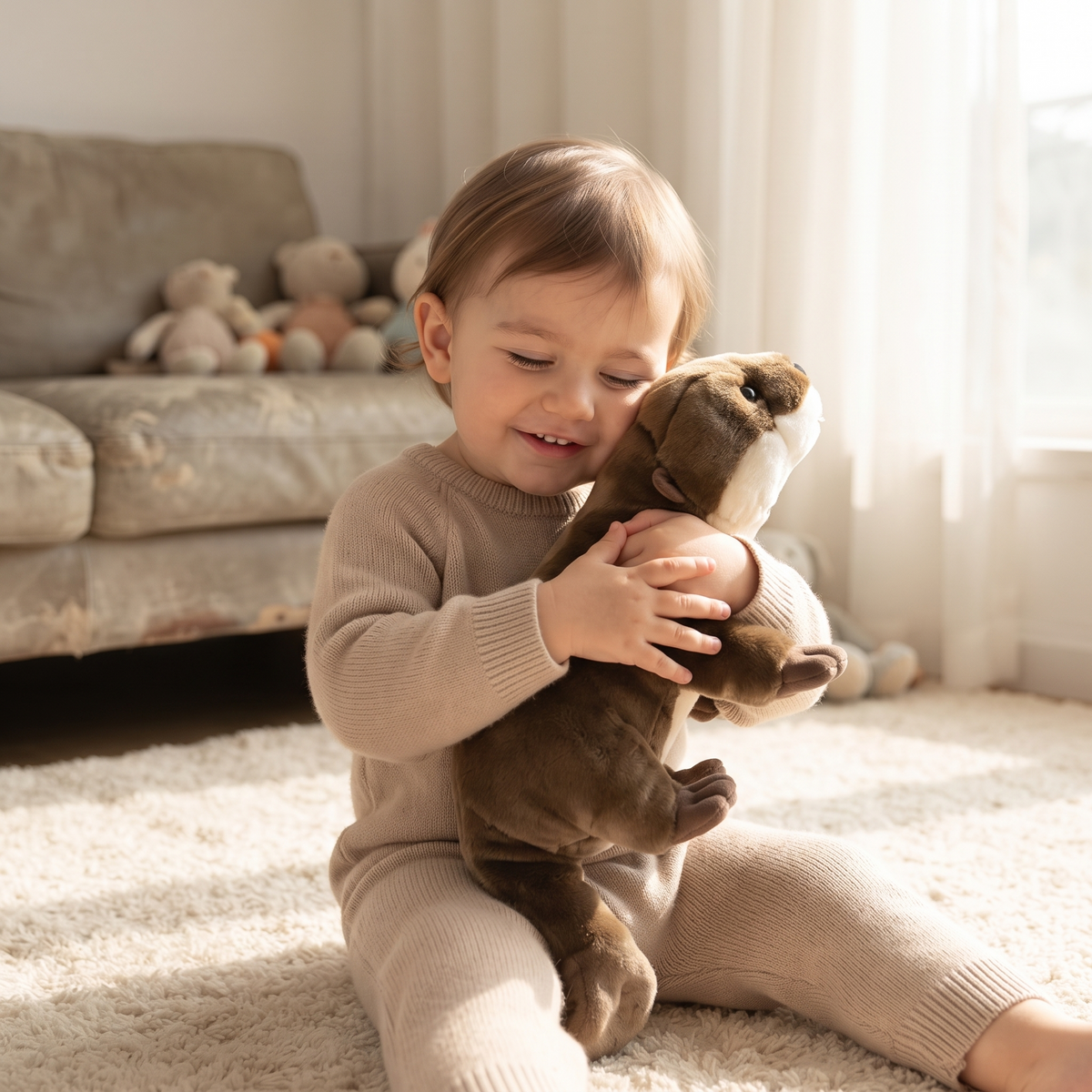 Peluche Loutre Réaliste 46 cm Toute Douce