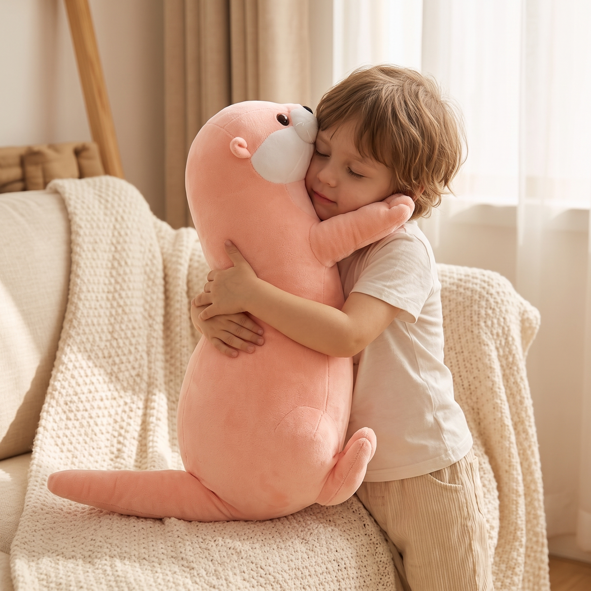 Peluche Loutre Rose Douce