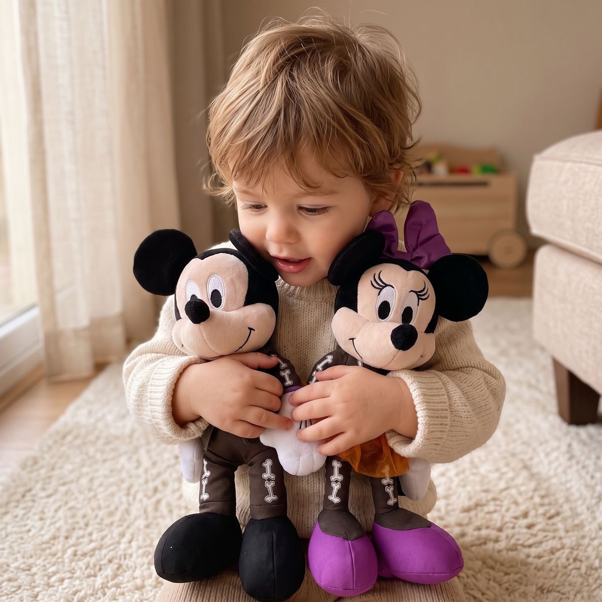 Peluche Mickey Minnie Halloween Squelette