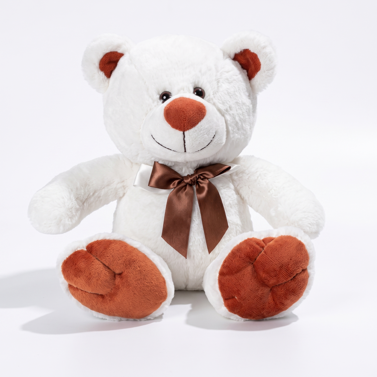 Peluche Ours Blanc avec Nœud Marron