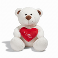 Peluche Ours Blanc Cœur I Love You 33cm