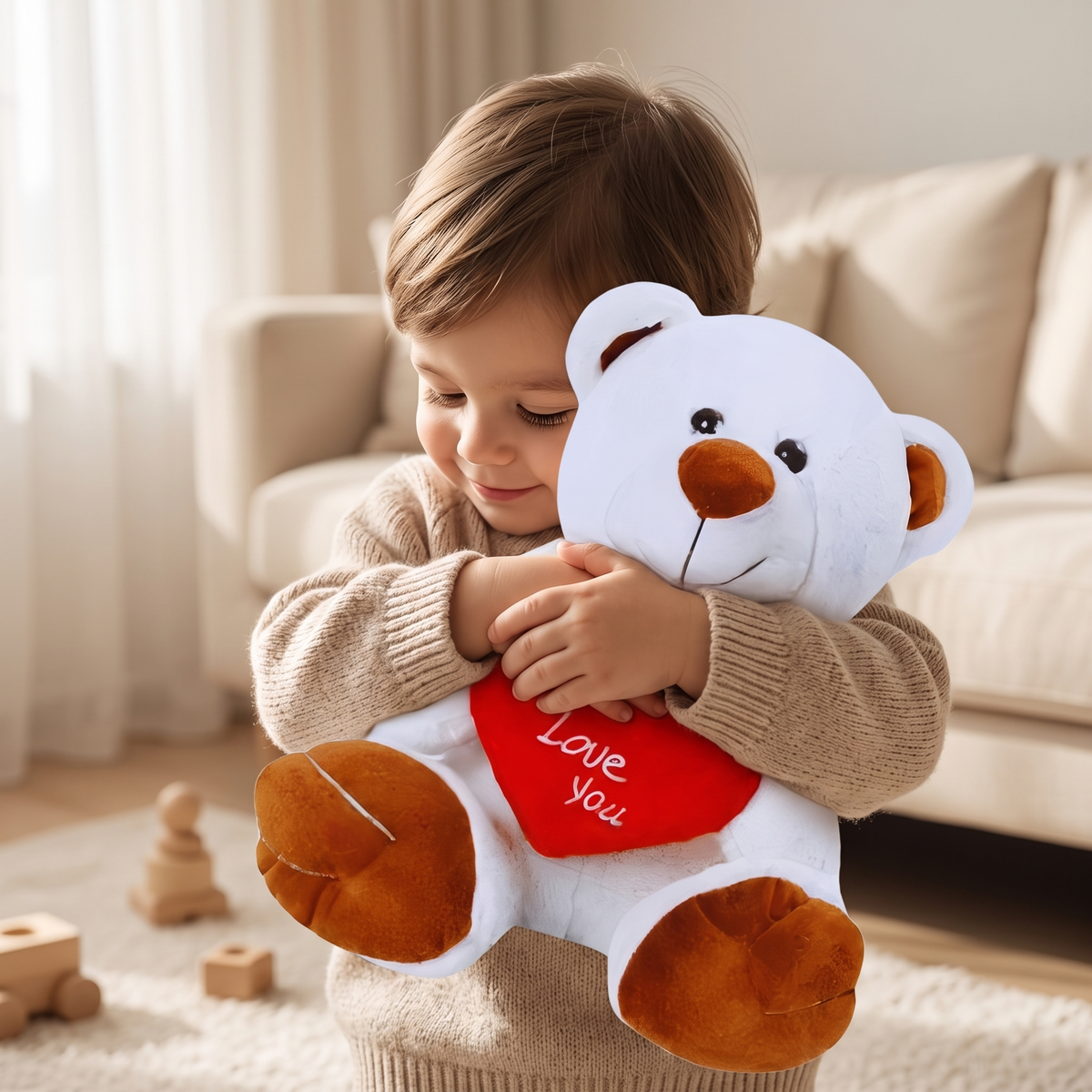 Plüschtier Teddybär Weiß Herz I Love You 33 cm