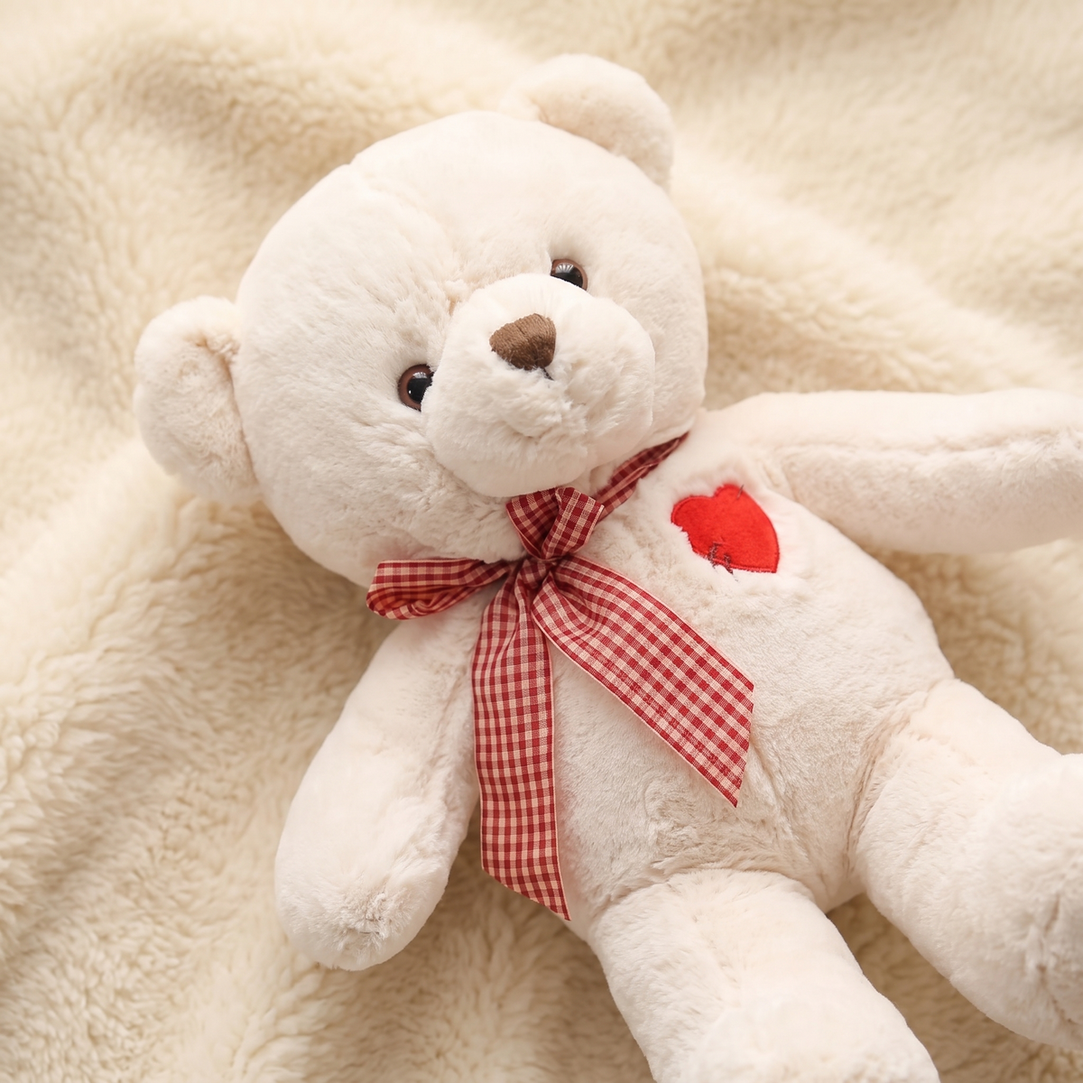Peluche Ours Blanc Cœur Rouge