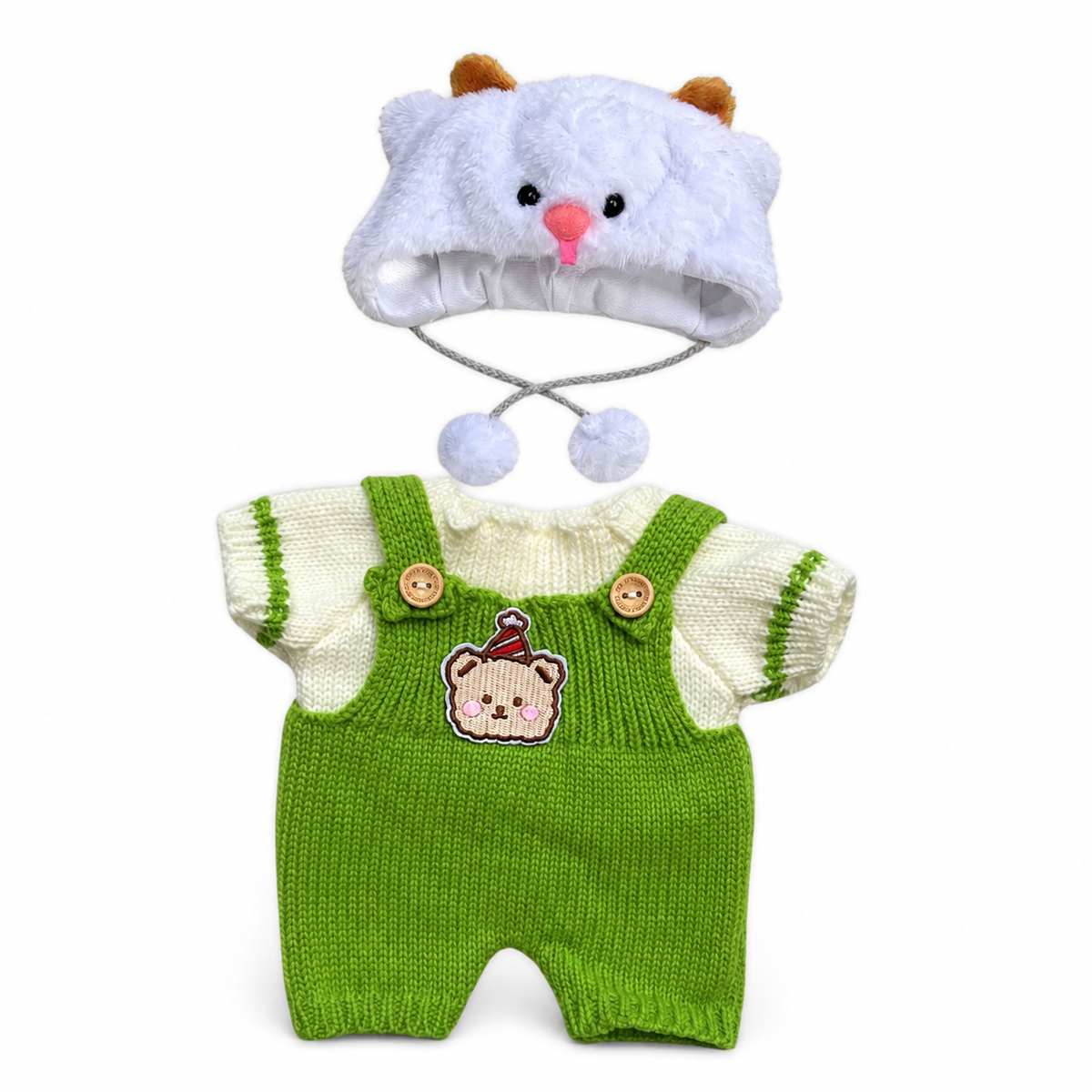 Peluche Ours Déguisé Articulé Nino avec Combinaison Verte