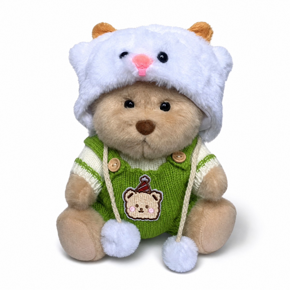 Peluche Ours Déguisé Articulé Nino avec Combinaison Verte