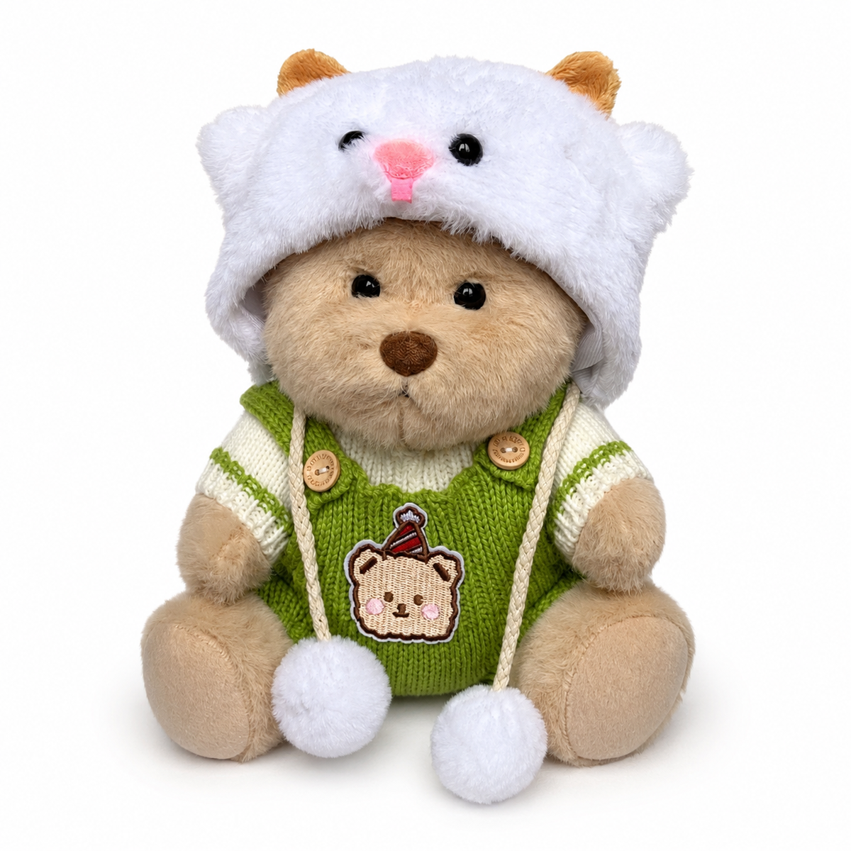Peluche Ours Déguisé Articulé Nino avec Combinaison Verte
