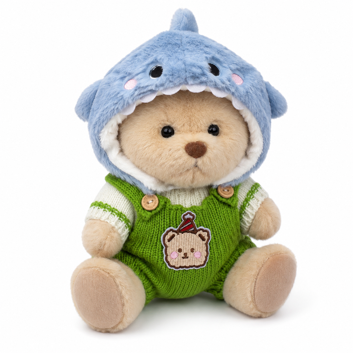 Bewegliches Teddybär-Plüschtier Nino im grünen Overall