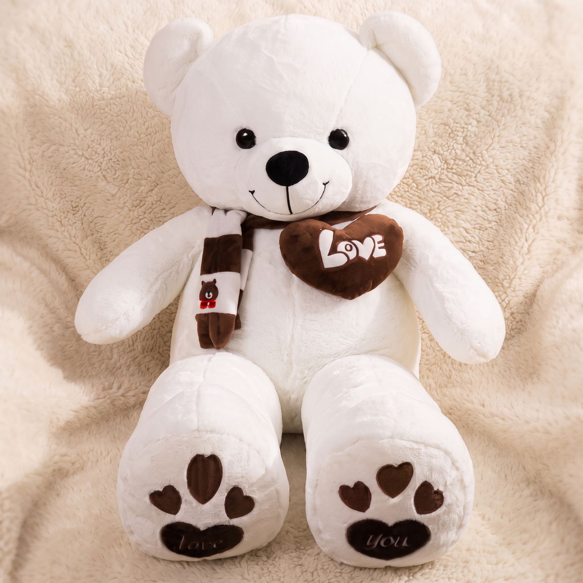 Peluche Ours Géant Blanc Cœur Love