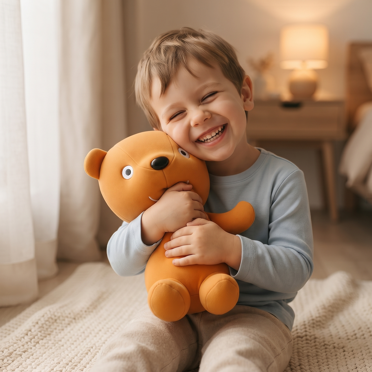 Peluche Ours Orange Souriant 19cm
