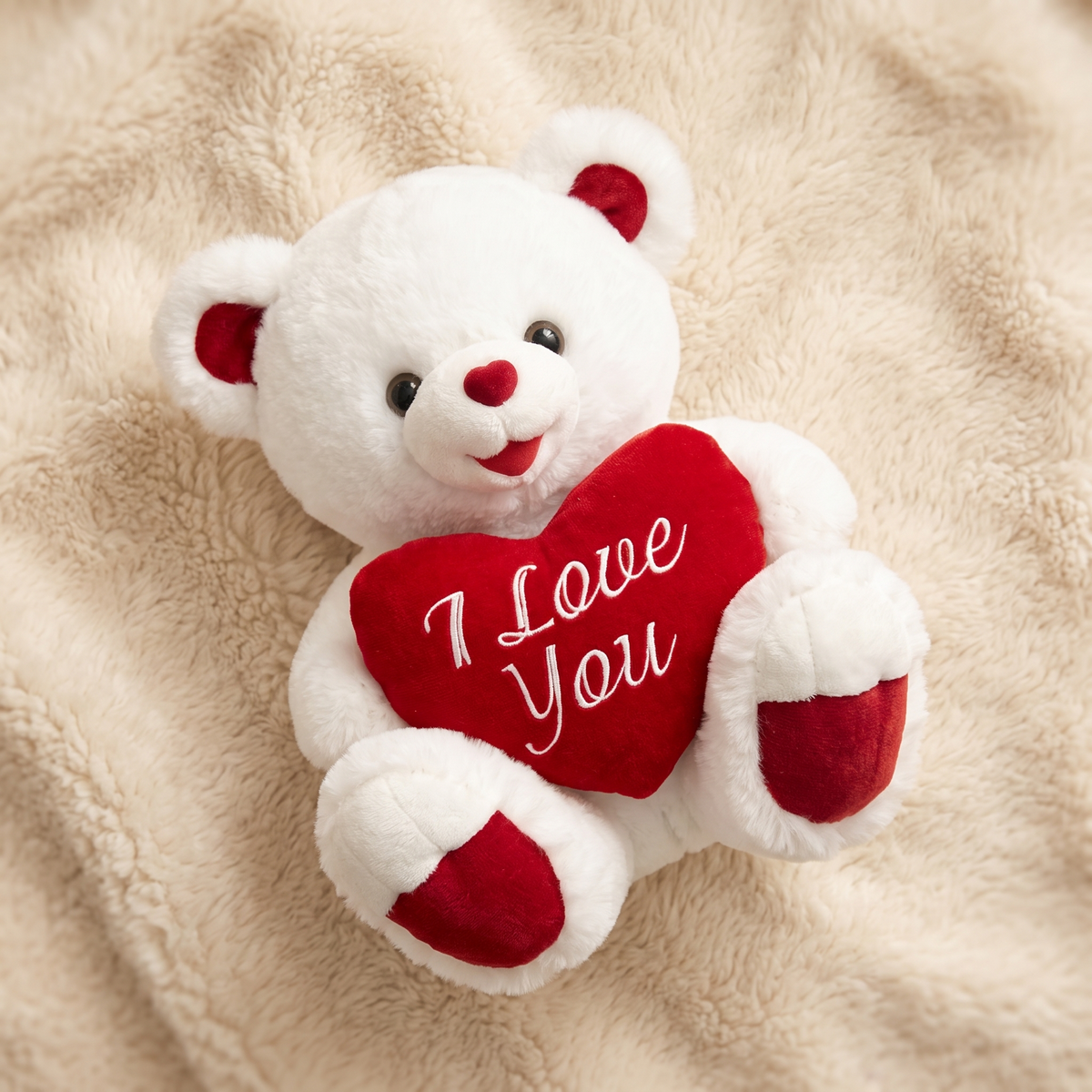 Peluche Ourson Cœur I Love You Blanc et Rouge