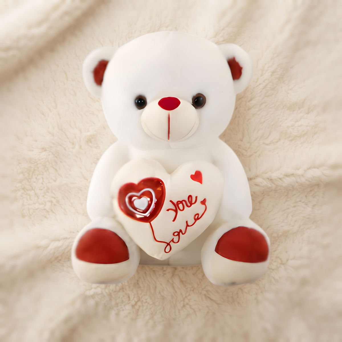 Peluche Ourson Saint Valentin Blanc avec Cœur Love