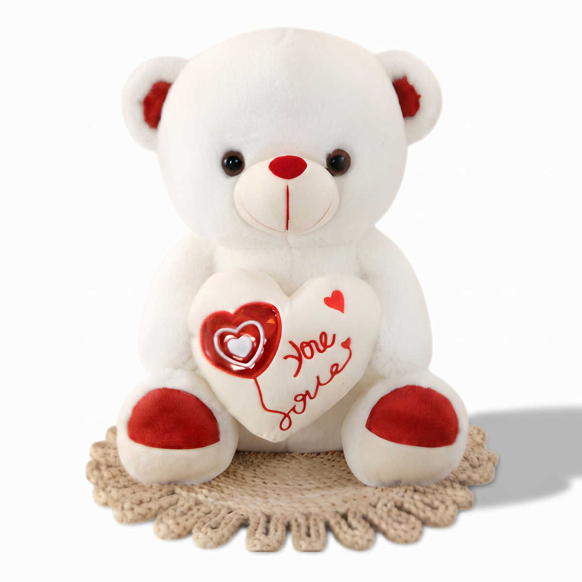 Peluche Ourson Saint Valentin Blanc avec Cœur Love