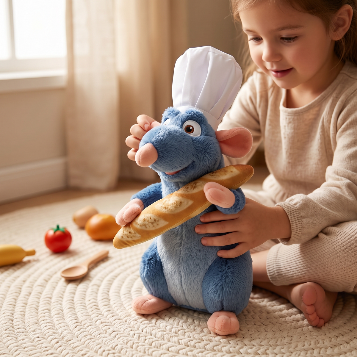 Peluche Ratatouille Rémy Chef avec Baguette