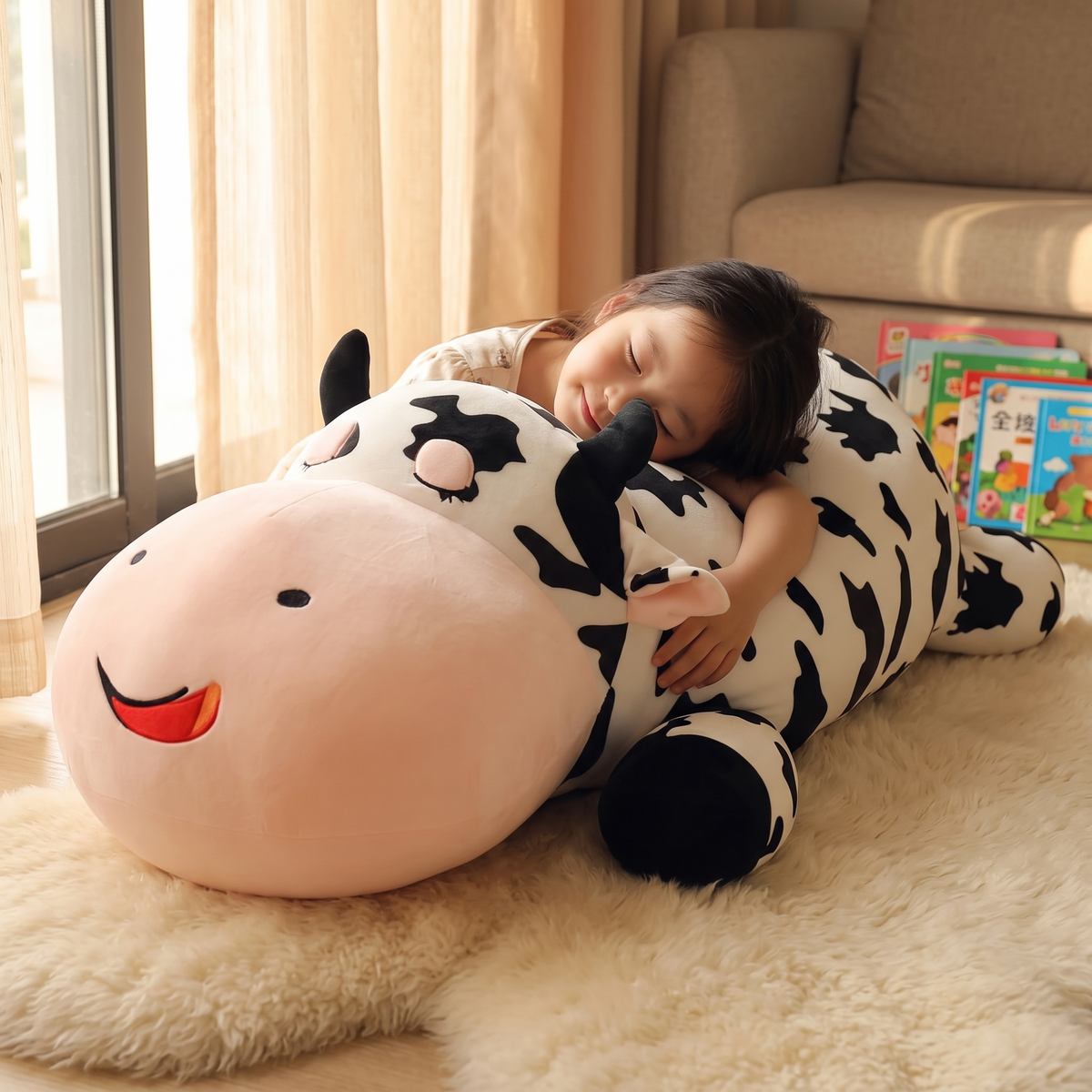 Peluche Vache Géante Allongée