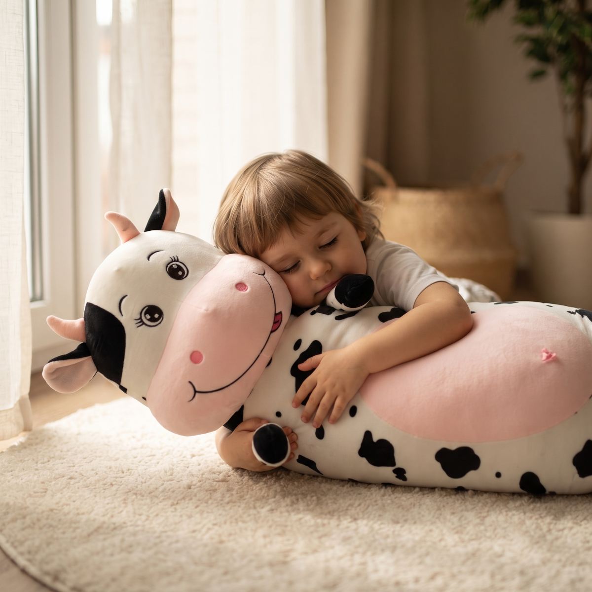 Peluche Vache Géante Tachetée 70-100cm
