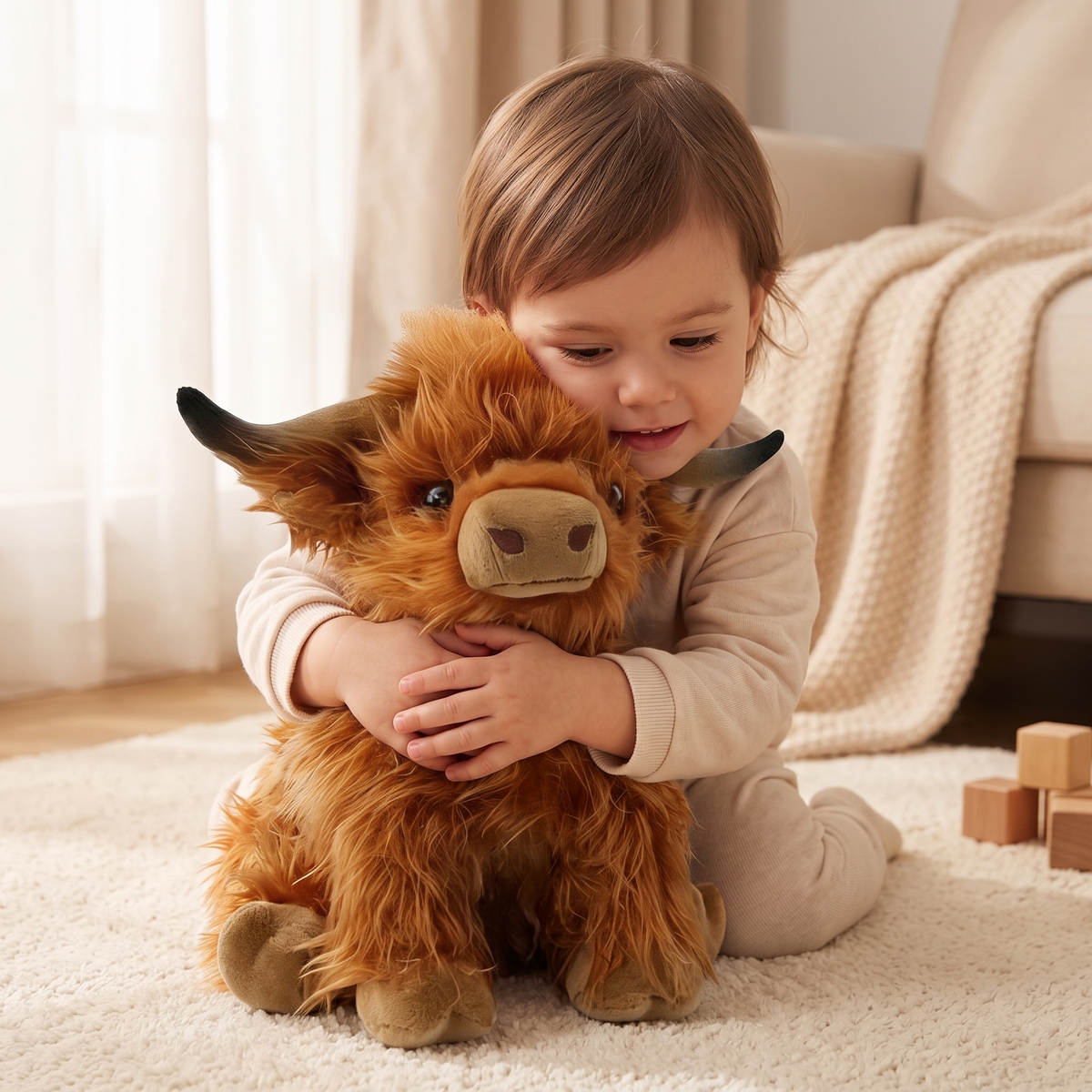 Peluche Vache Highland à Poils Longs