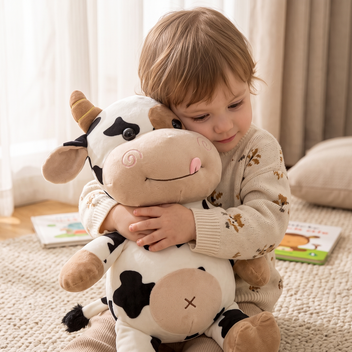 Peluche Vache Tachetée Douce en Coton