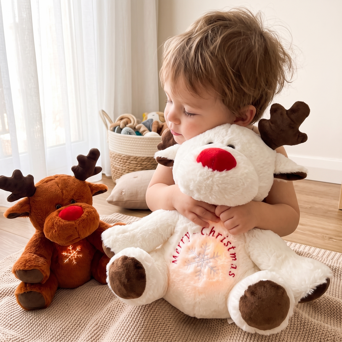 Peluche Veilleuse Respirante Renne de Noël