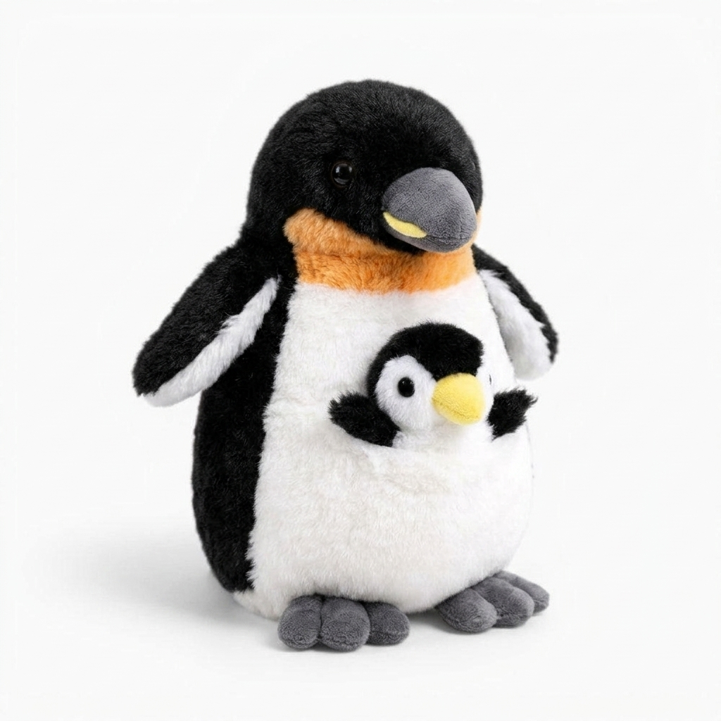 Peluche Pingouin Famille Mère et Bébé
