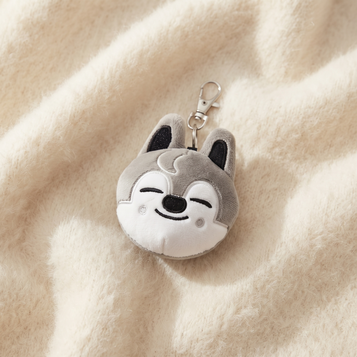 Porte-Clef Loup Peluche Kawaii 9 cm