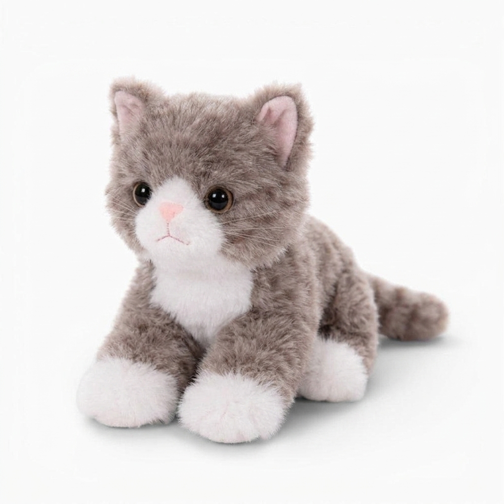 Peluche Chat Réaliste Gris Tigré