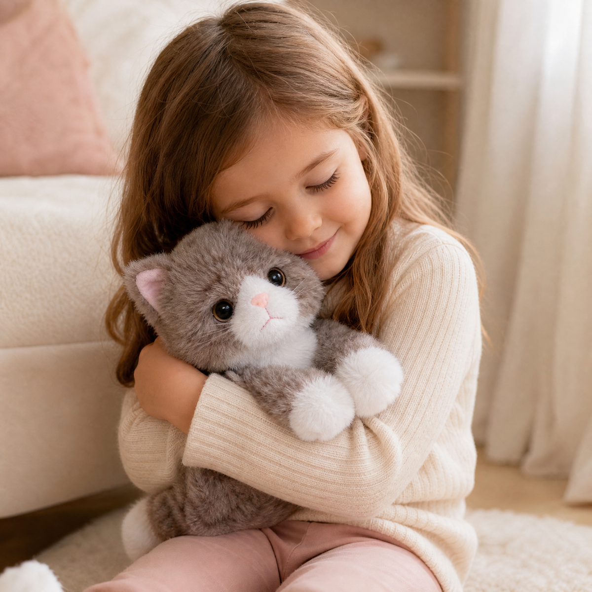 Peluche Chat Réaliste Gris Tigré