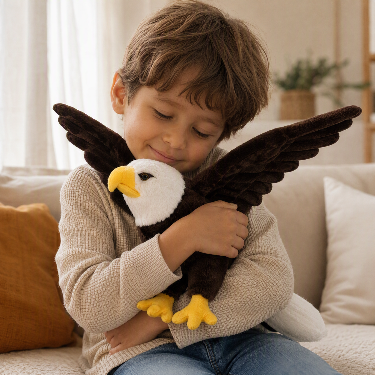 Peluche Aigle Réaliste Ailes Déployées