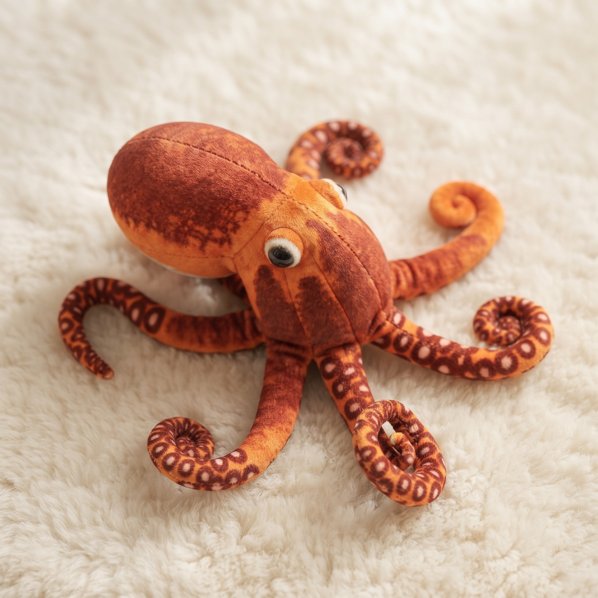 Realistisches Oktopus-Plüschtier Orange mit Tentakeln