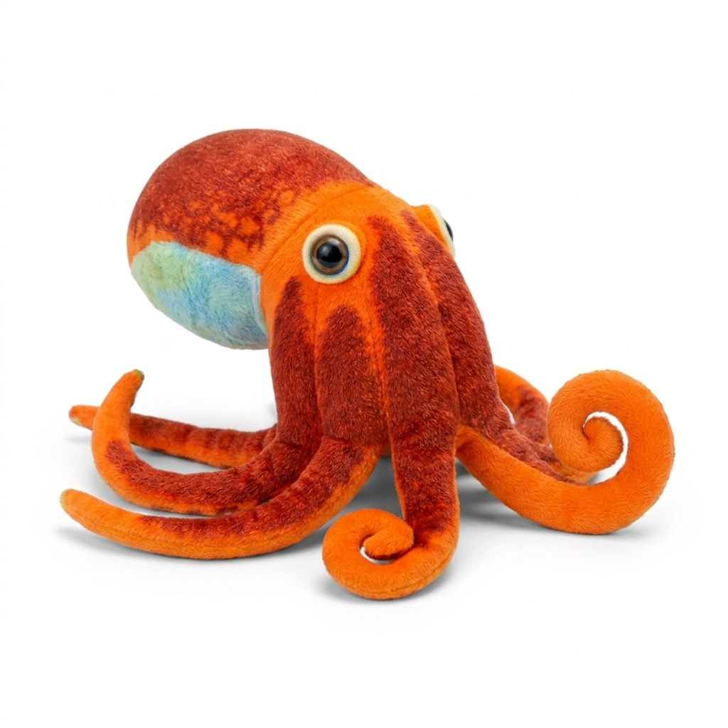 Realistisches Oktopus-Plüschtier Orange mit Tentakeln