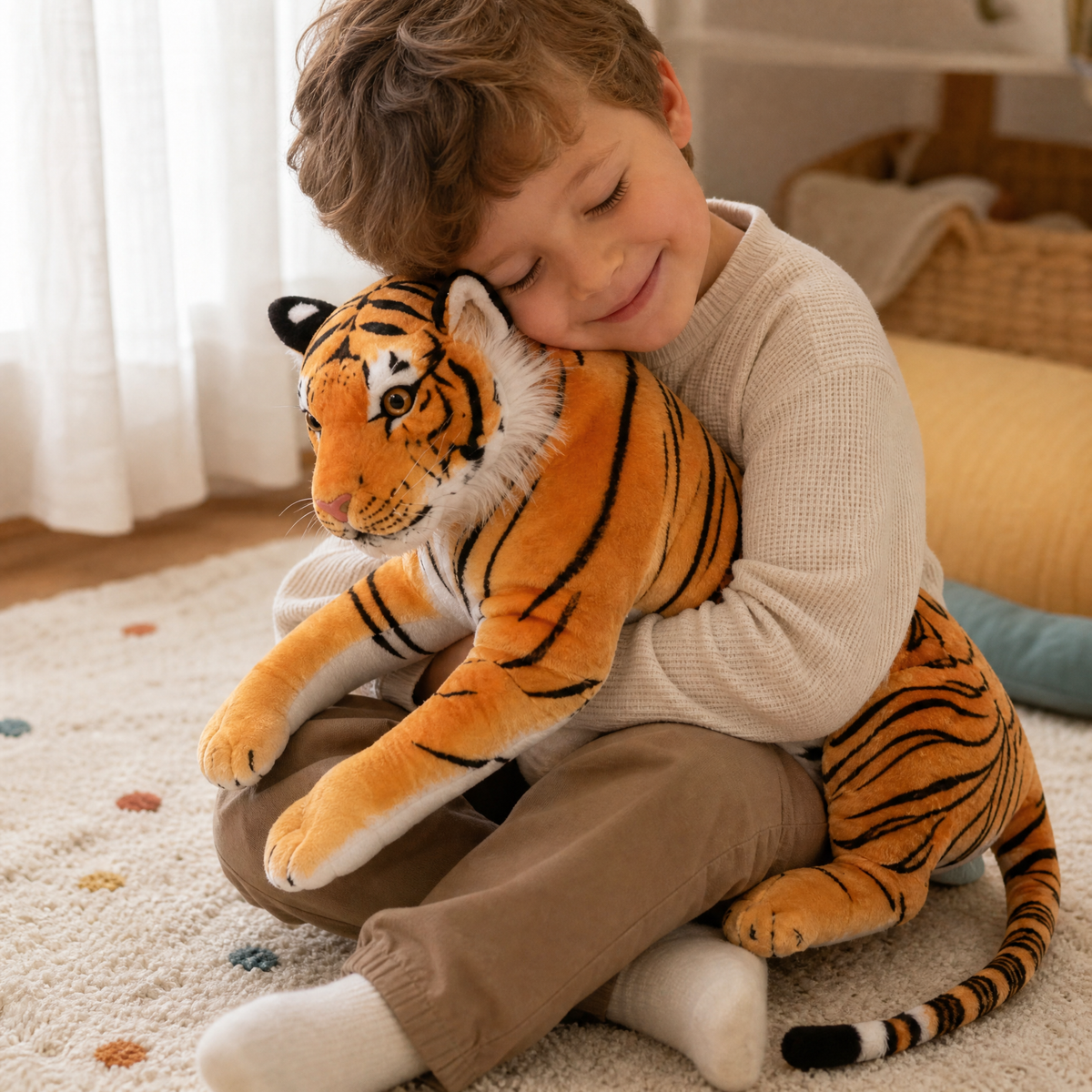 Riesiges realistisches Plüschtier Liegender Tiger
