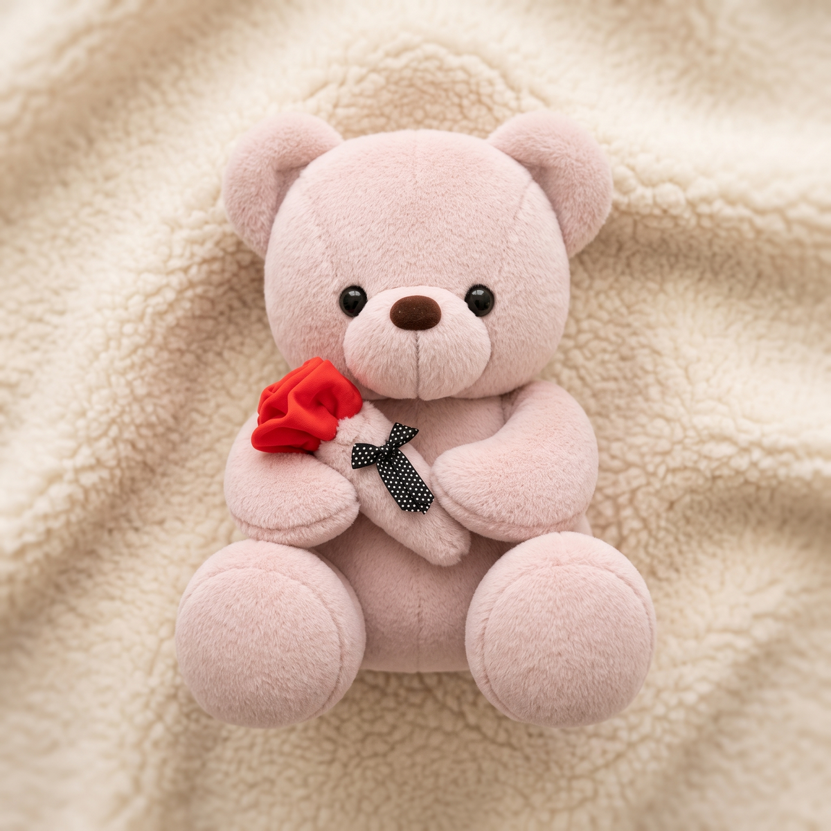 Ourson en Peluche Rose avec Rose Rouge