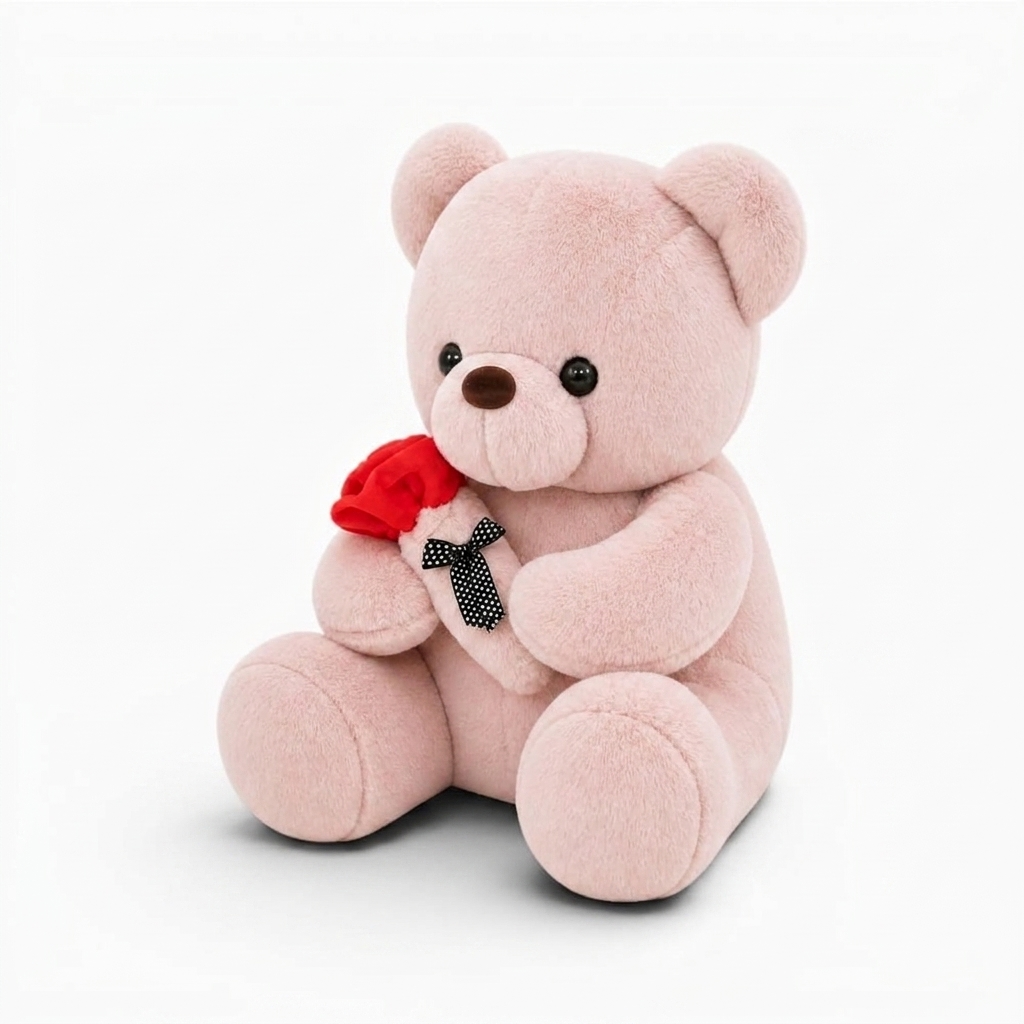 Teddybärchen Rosa mit roter Rose