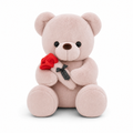 Ourson en Peluche Rose avec Rose Rouge
