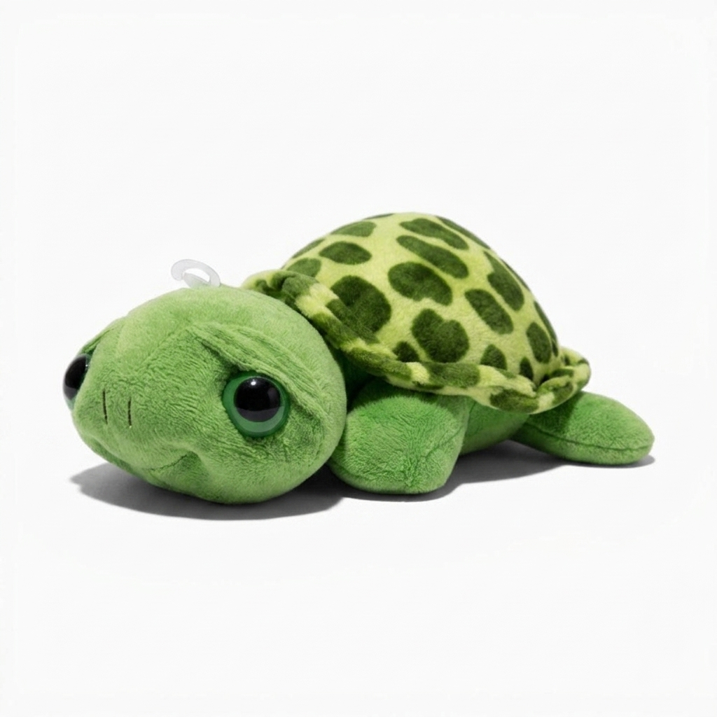 Peluche Tortue aux Grands Yeux Verts