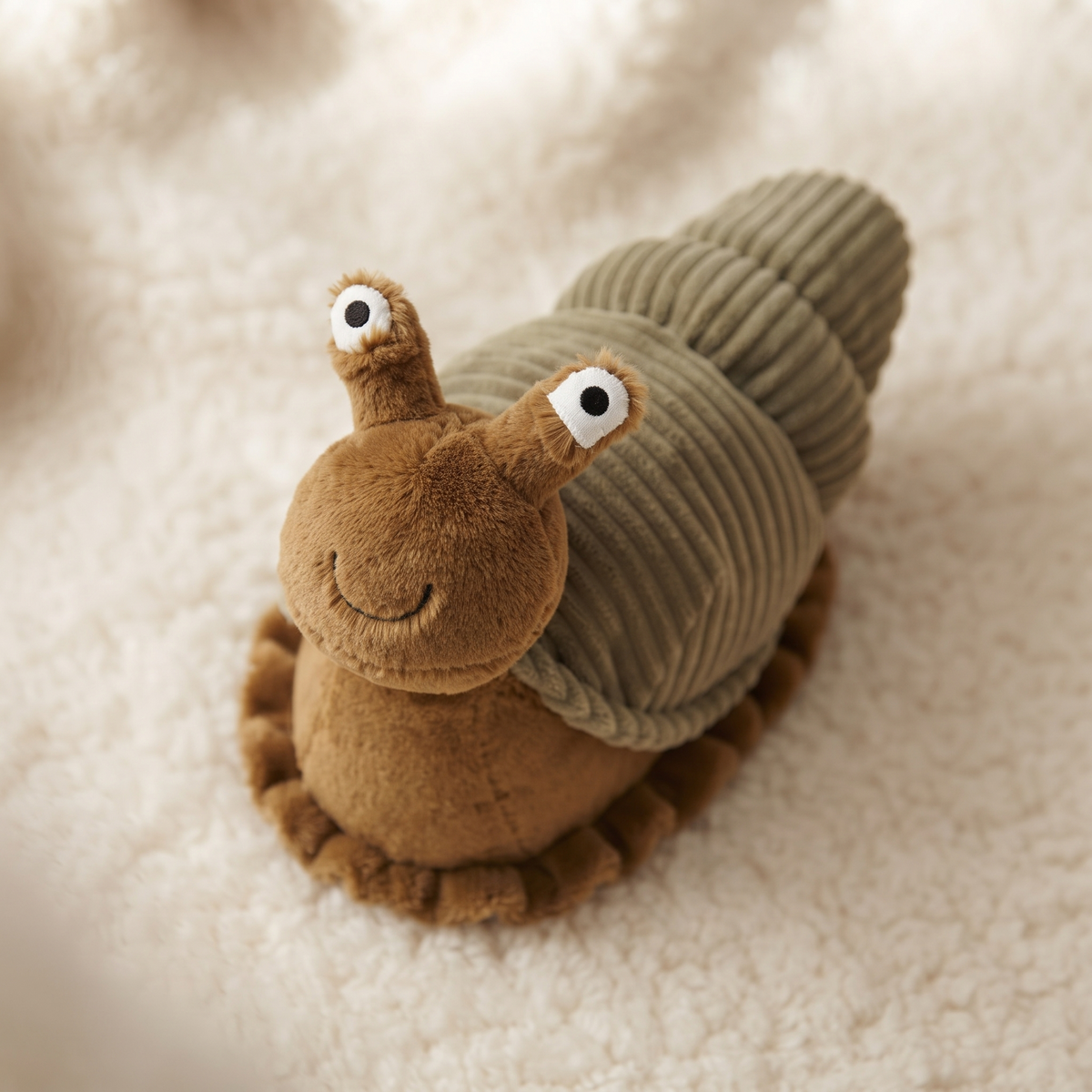 Peluche Escargot en Velours Côtelé Douce