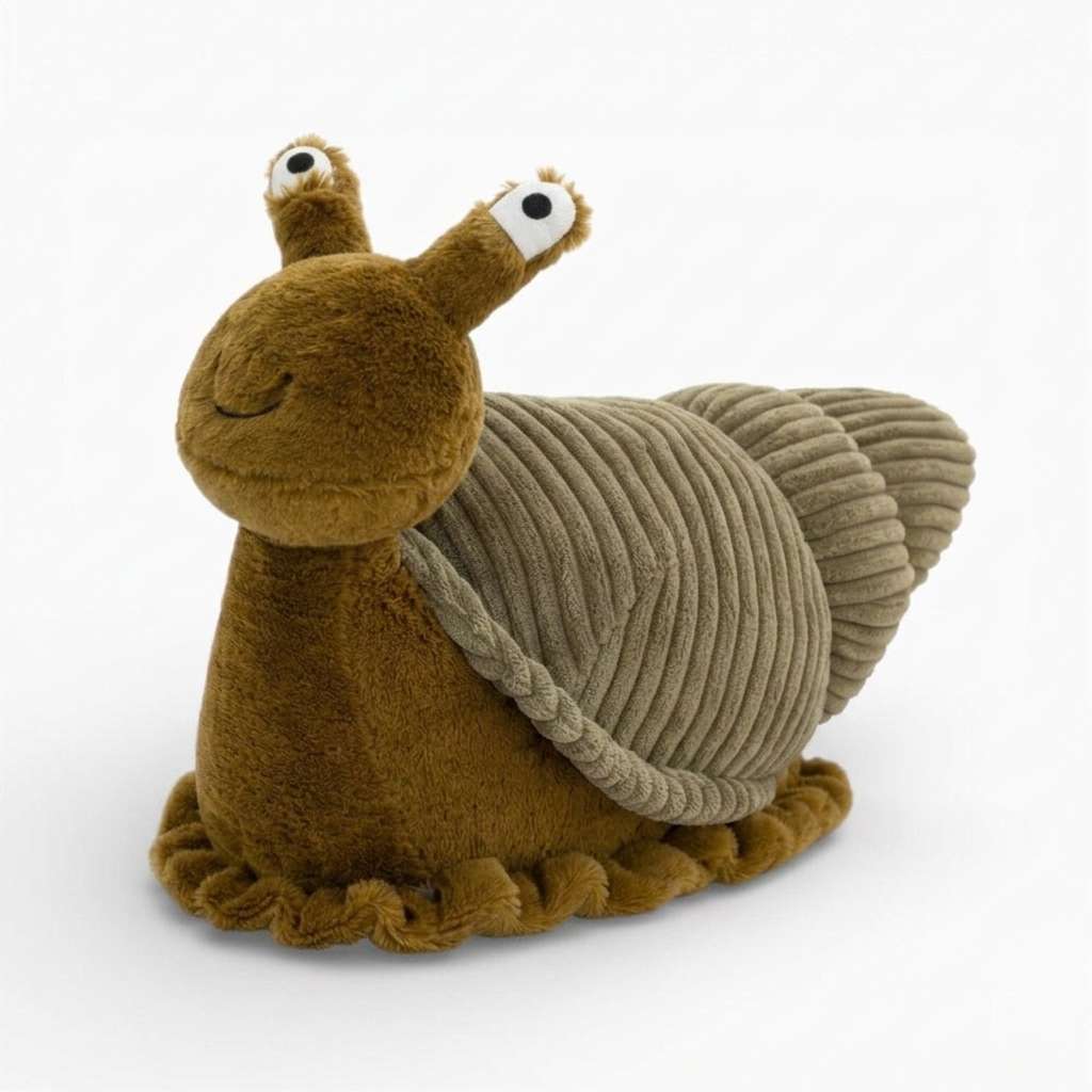 Peluche Escargot en Velours Côtelé Douce