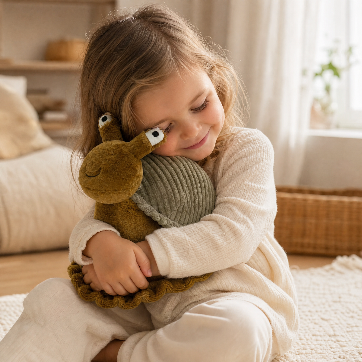 Peluche Escargot en Velours Côtelé Douce