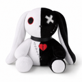 Plüschtier Gothic-Hase Schwarz-Weiß mit Herz